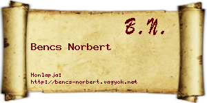 Bencs Norbert névjegykártya